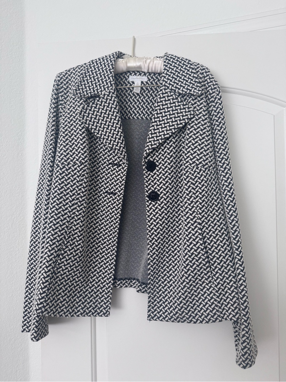 Charter Club Black and White Woven Blazer